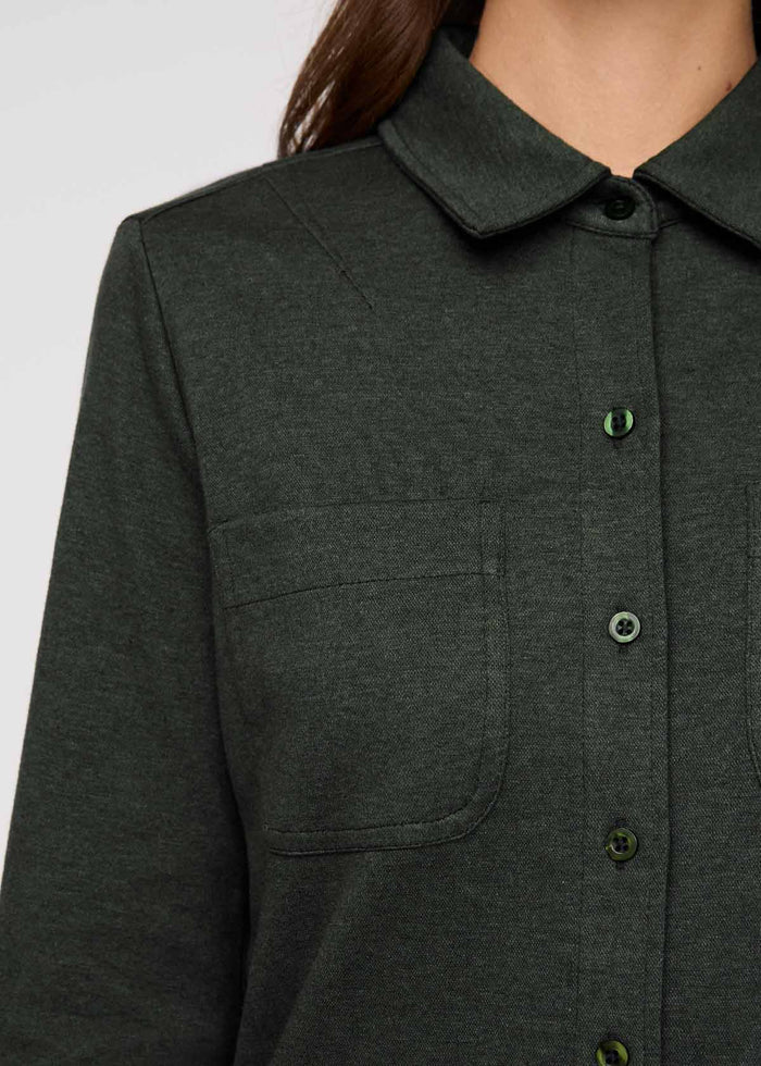 Women's Heather Peat Flannel Button Down Buttons