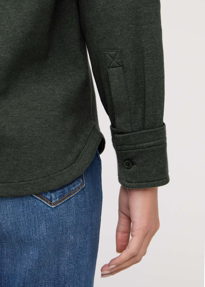 Women's Heather Peat Flannel Button Down Sleeve Detail