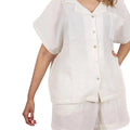 Porto Casual Two - piece Cotton Set - Off - white - Waha Lifestyle
