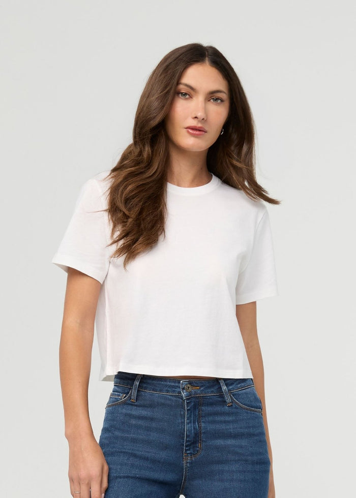 Women's White 100% Pima Cotton Boxy T-Shirt front