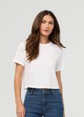 Women's White 100% Pima Cotton Boxy T-Shirt front