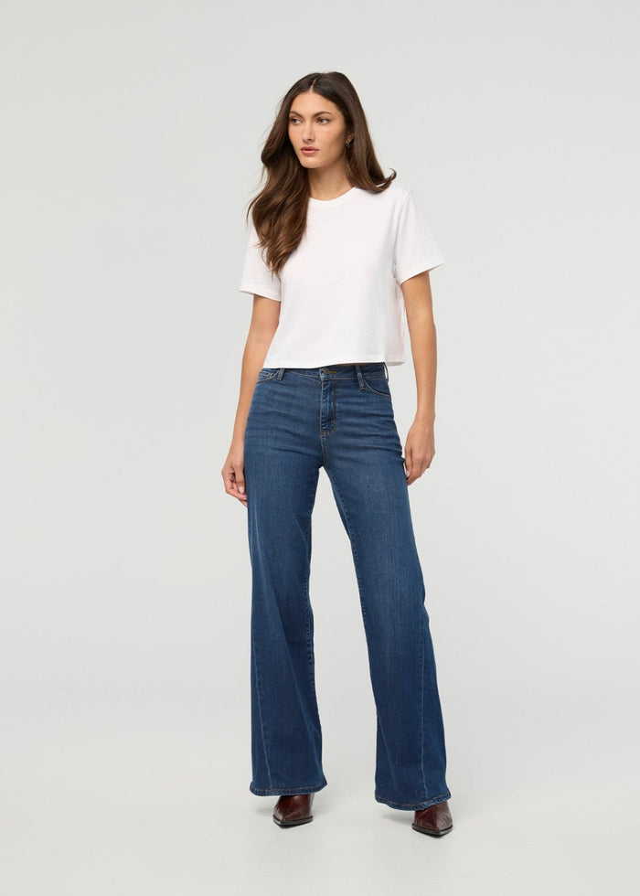 Women's White 100% Pima Cotton Boxy T-Shirt full body