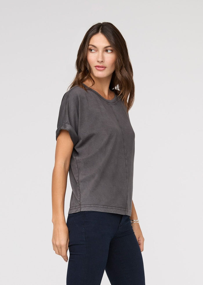 womens washed grey 100% pima cotton shirt side