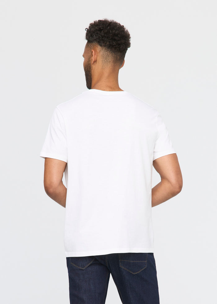 mens 100% Pima cotton white t-shirt back