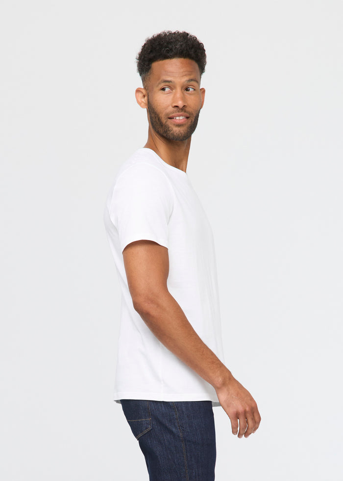 mens 100% Pima cotton white t-shirt side