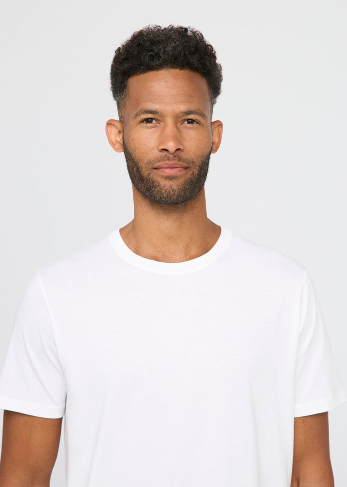 mens 100% Pima cotton white t-shirt head shot