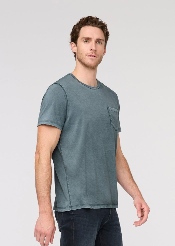 Men's Pima Cotton Vintage Style Blue Spruce T-Shirt Side