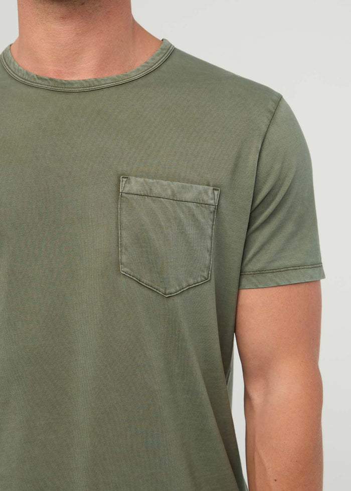 Men's Pima Cotton Style Washed Kelp Pocket T-Shirt front pocket detail