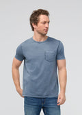 Men's Pima Cotton Vintage Style Washed Stone Blue T-Shirt Front