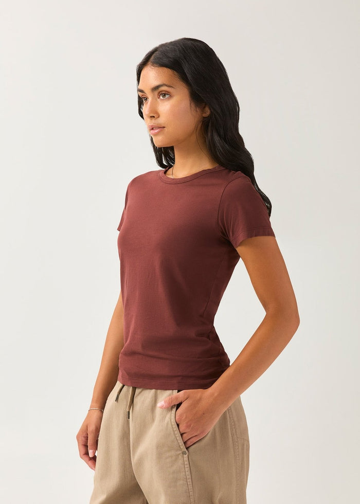 Women's Chestnut 100% Pima Cotton Fitted T-Shirt side