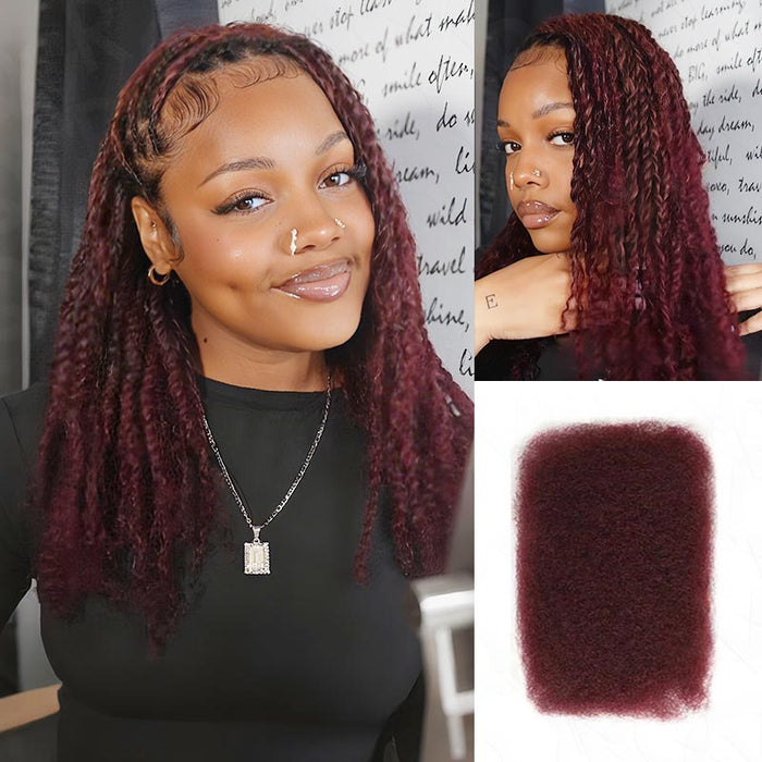 QVR 1 Pack 99J Burgundy Afro Kinky Bulk Human Hair Color