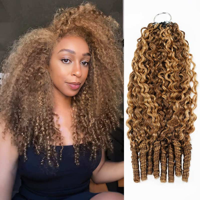 QVR Highlight #P4/27 Feather Crochet Human Hair Miracle Knots Hairstyle Curly Hair Extensions