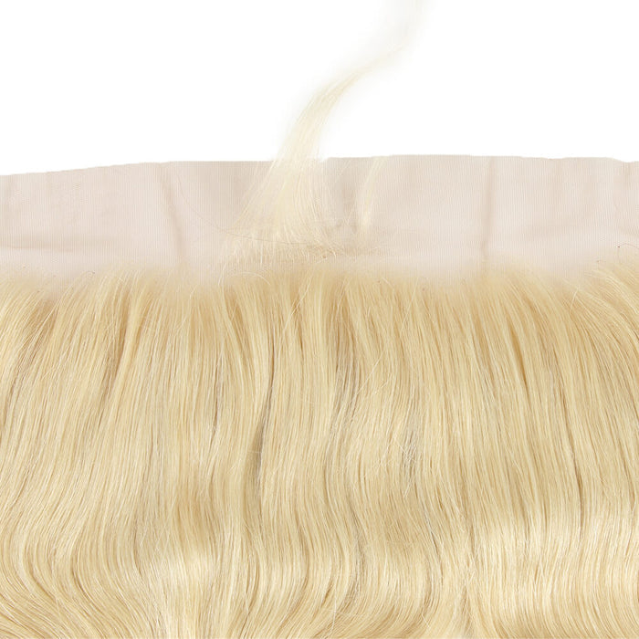 pre plucked body wave 613 blonde human hair with 13*4 lace frontal closure