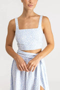 Rhythm Voleta Floral Crop Top - Cornflower