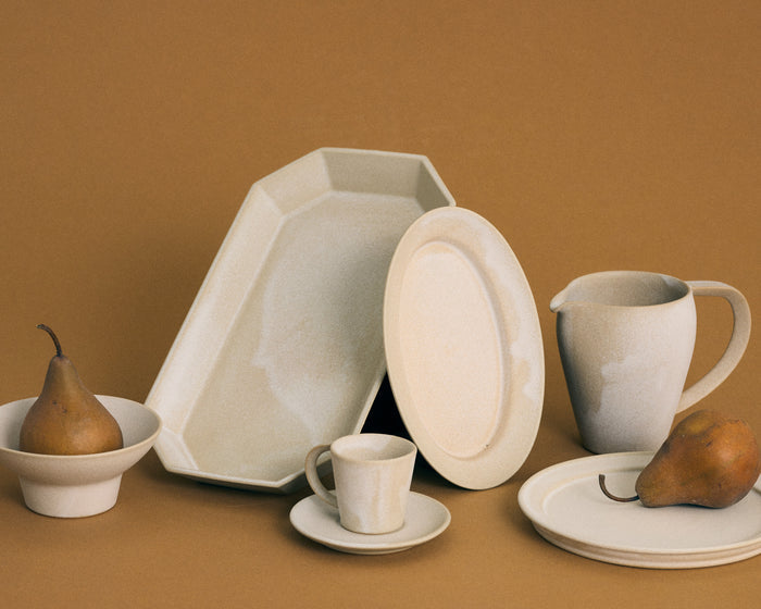 Rim Oval Plate Small - Stone Beige