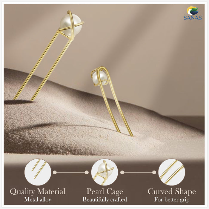 Elegant Pearl Bun Pin for Women