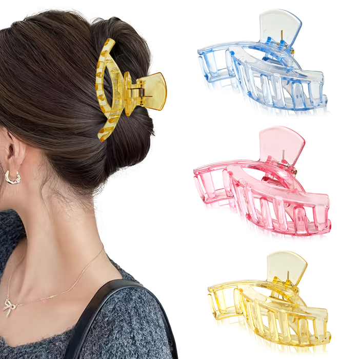SANAS transparent butterfly hair clips set of 3 for women