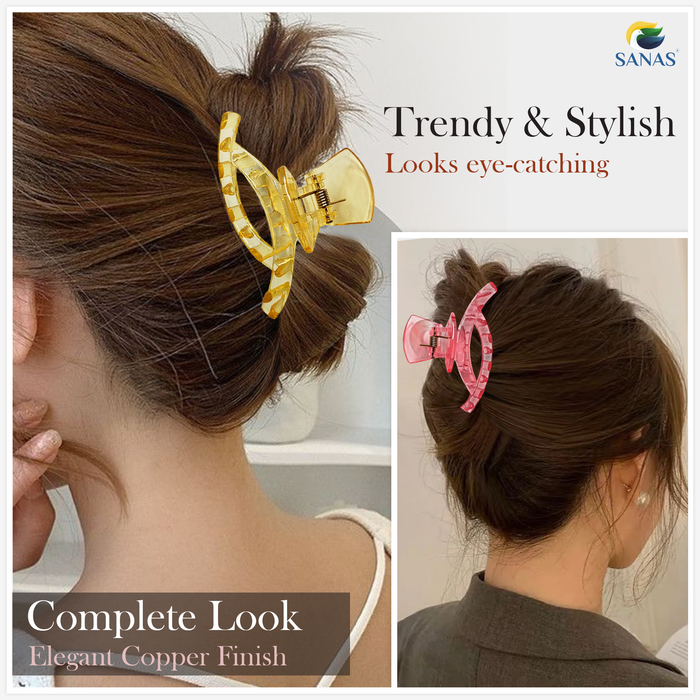 SANAS transparent eye shape hair clips for thick and thin hair