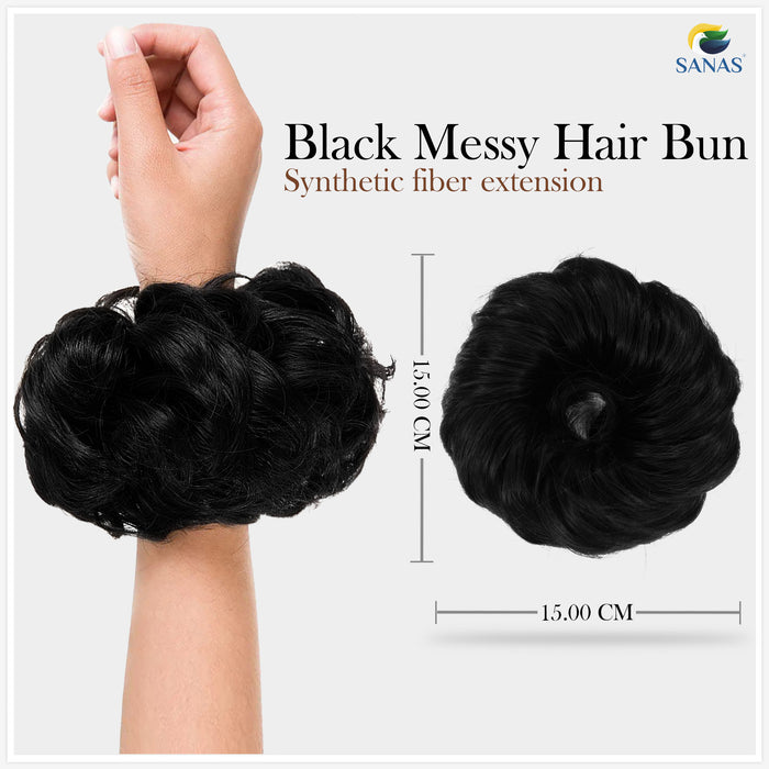 Black hair extension rubber bands for women – SANAS 4 pcs set