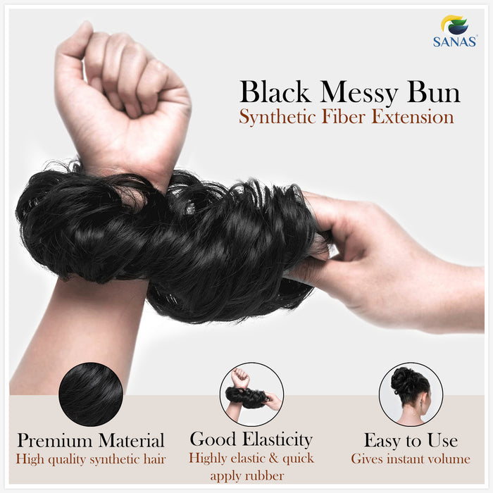 SANAS 4 pcs black hair extension rubbers for secure styling