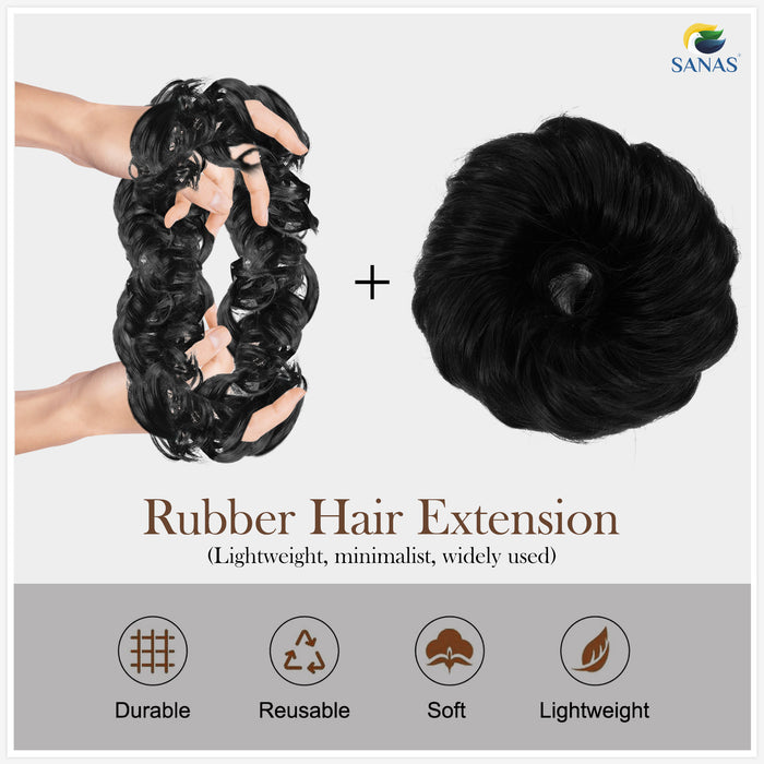 SANAS black rubber bands for hair extensions – strong hold accessories