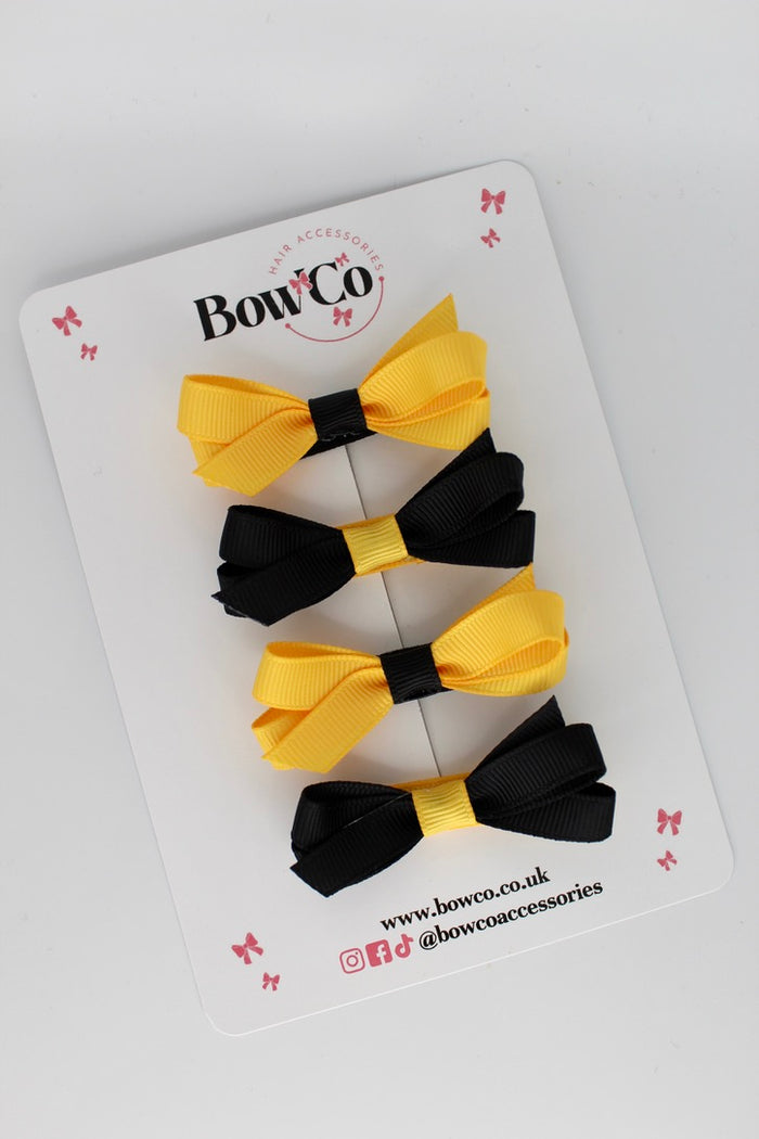School Black and Yellow Gold Ballerina Bows - Set of 4 - Clip