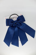 School Bow Navy Blue - Double Layer Tail Bow – Elastic