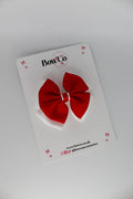 School Bow Red and White - Layer Edge Bow - Clip