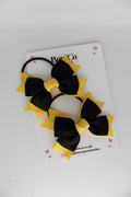 School Bows Black and Yellow Gold - Knot Bow Set - Elastic