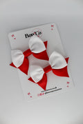 School Bows Red and White - Bow Tail Set - Clip