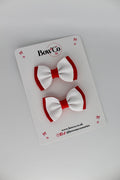 School Bows Red and White - Double Bow Set - Clip