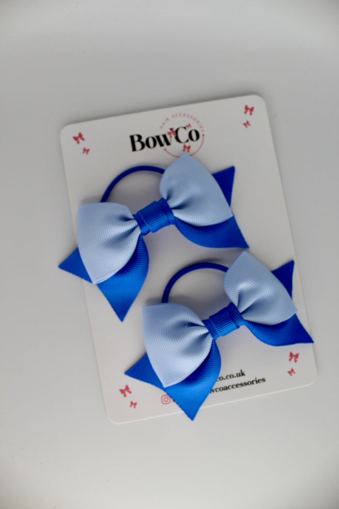 School Bows Royal Blue and Bluebell - Bow Tail Set - Elastic