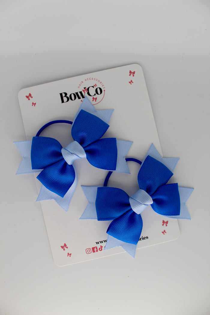 School Bows Royal Blue and Bluebell - Knot Bow Set - Elastic