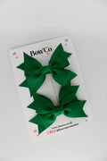 School Green Bows - Knot Bow Set - Clip