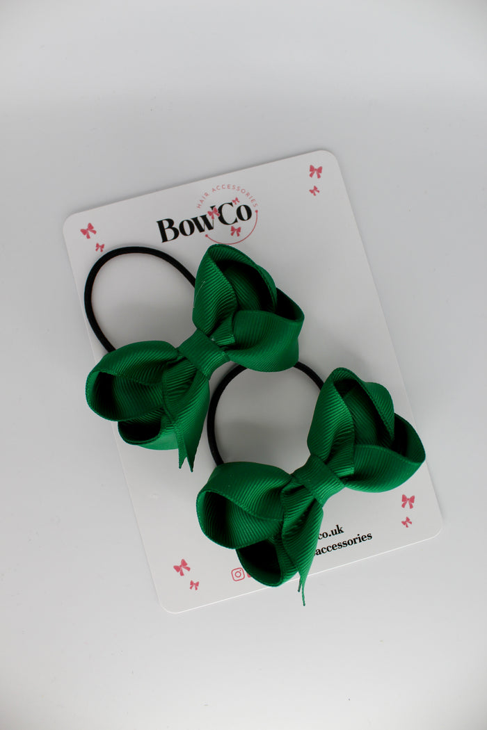 School Green Bows - Loop Bow Set - Elastic
