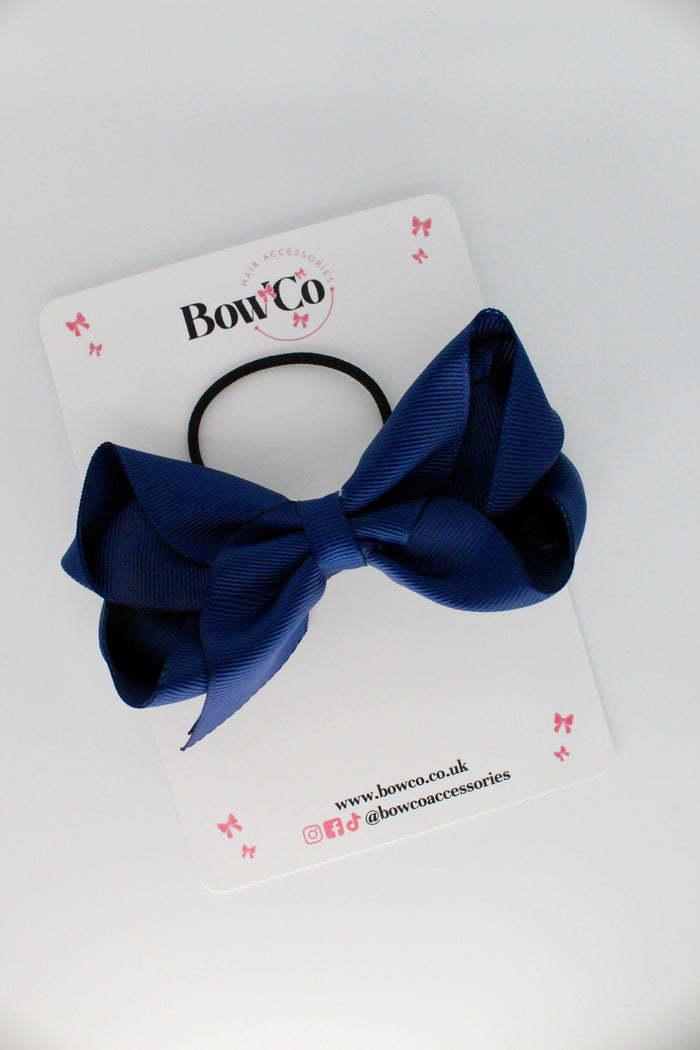 School Navy Blue Bow - Loop Bow - Elastic