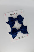 School Navy Blue Bows - Bow Tail Set - Clip