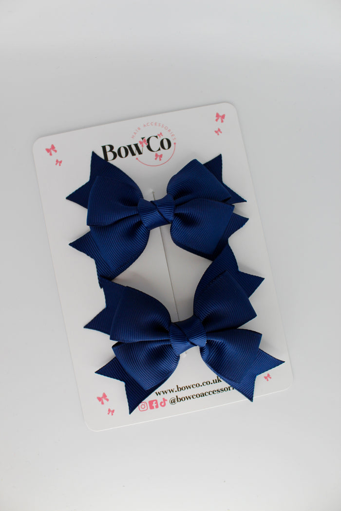 School Navy Blue Bows - Knot Bow Set - Clip