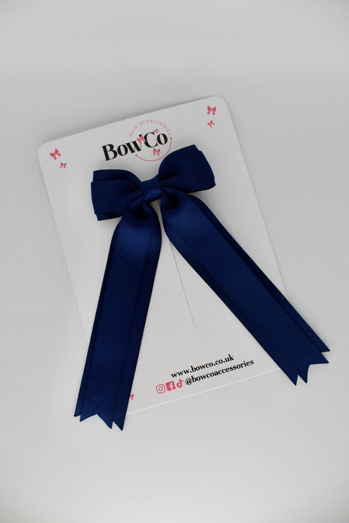 School Navy Blue Tuxedo Tails Bow – Clip