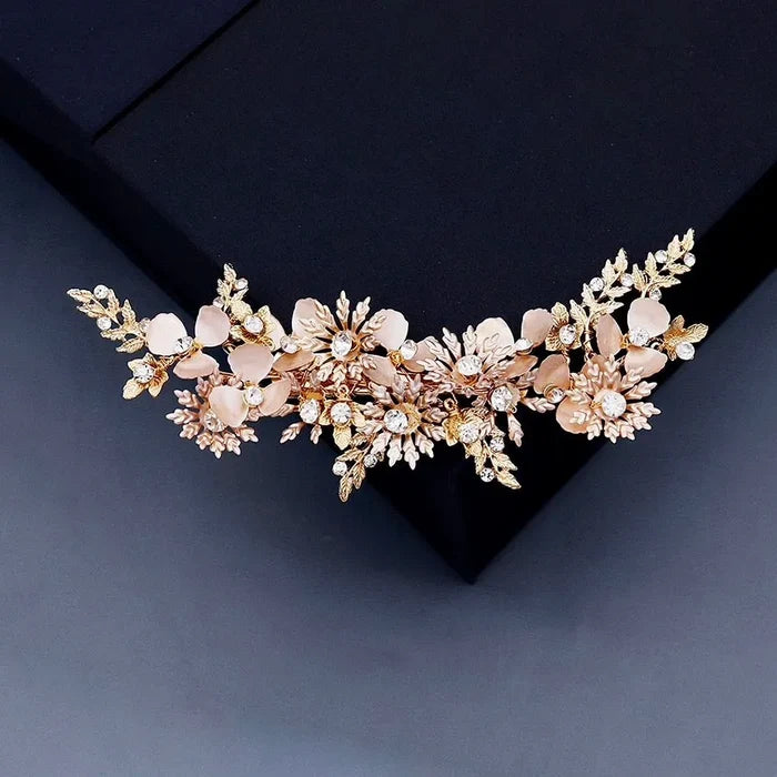 Wedding Hair Accessories - Gold Crystal Bridal Hair Clip