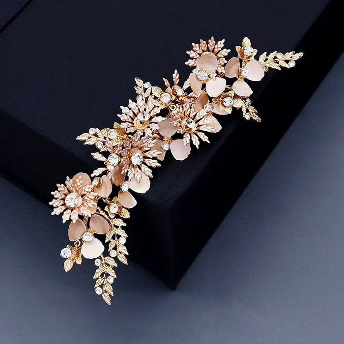 Wedding Hair Accessories - Gold Crystal Bridal Hair Clip