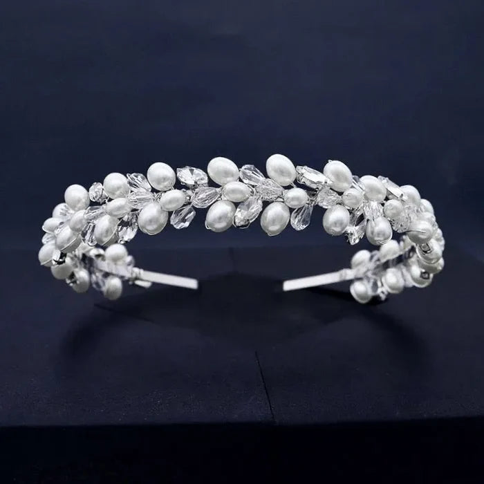 Wedding Hair Accessories - Pearl and Crystal Bridal Headband - Available in Silver, Rose Gold and Yellow Gold