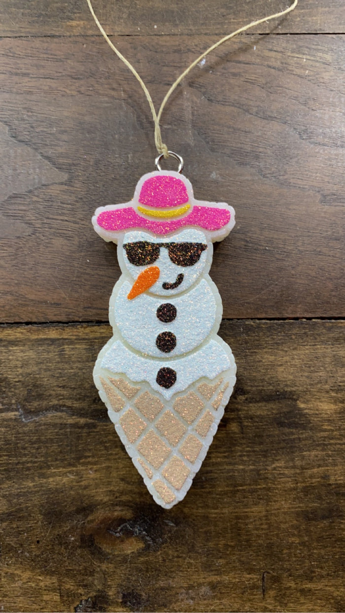 Snowman Ice Cream Cone Freshie