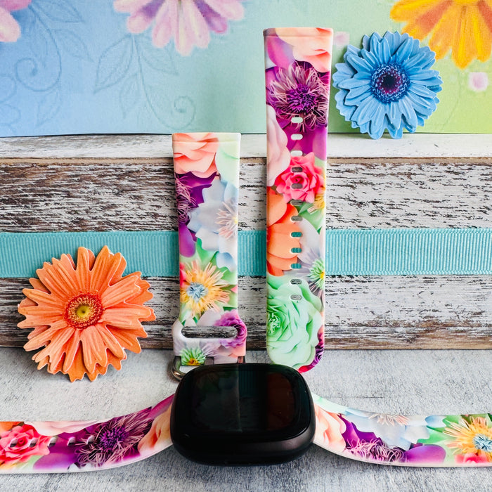 Spring Bouquet Print Silicone Band For Fitbit Versa 3/4/Sense