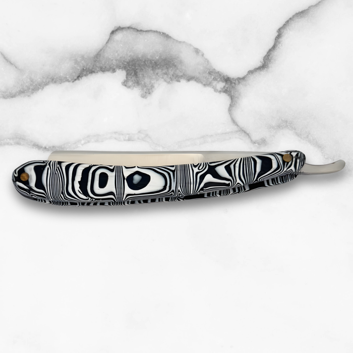 Straight Edge Shave Saki Epoxy Carbon Series - Zebra White and Black