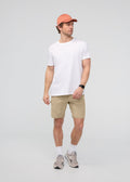 Men's Tan Stretch Canvas Cargo Shorts Full body