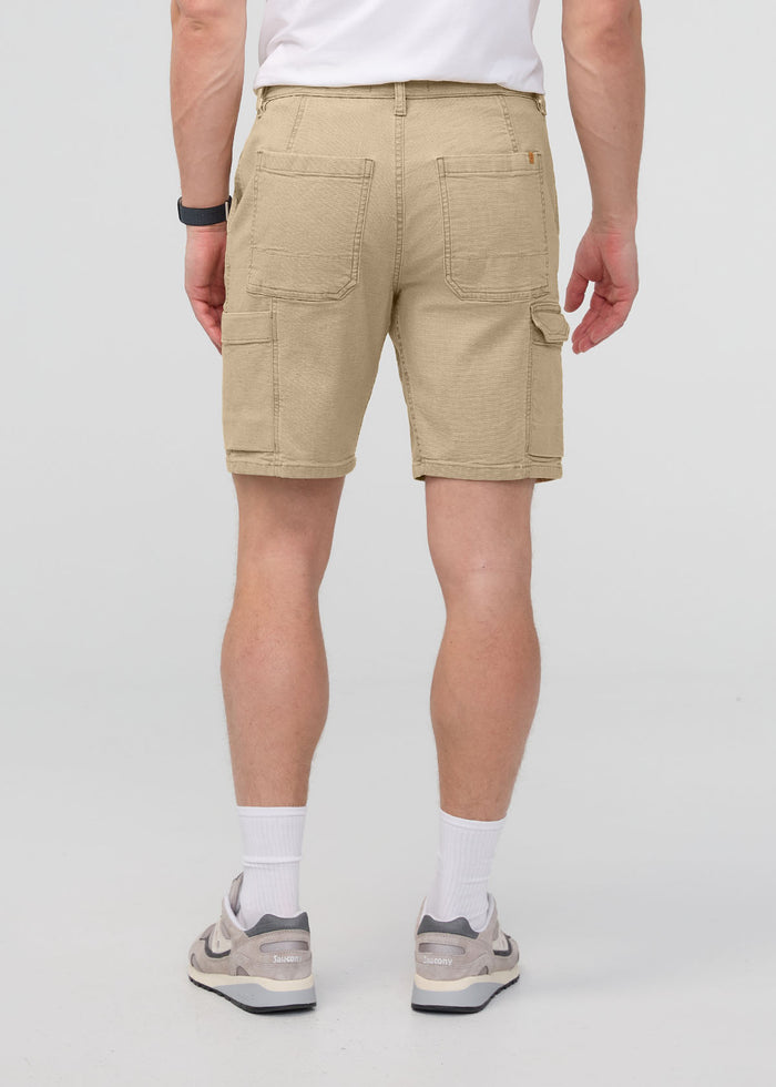 Men's Tan Stretch Canvas Cargo Shorts back