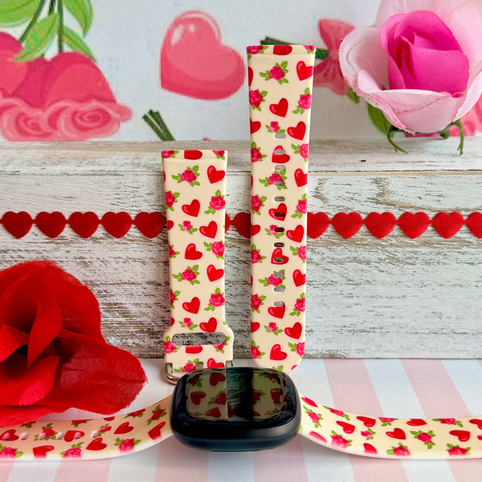 Sweetheart Blooms Print Silicone Band For Fitbit Versa 3/4/Sense