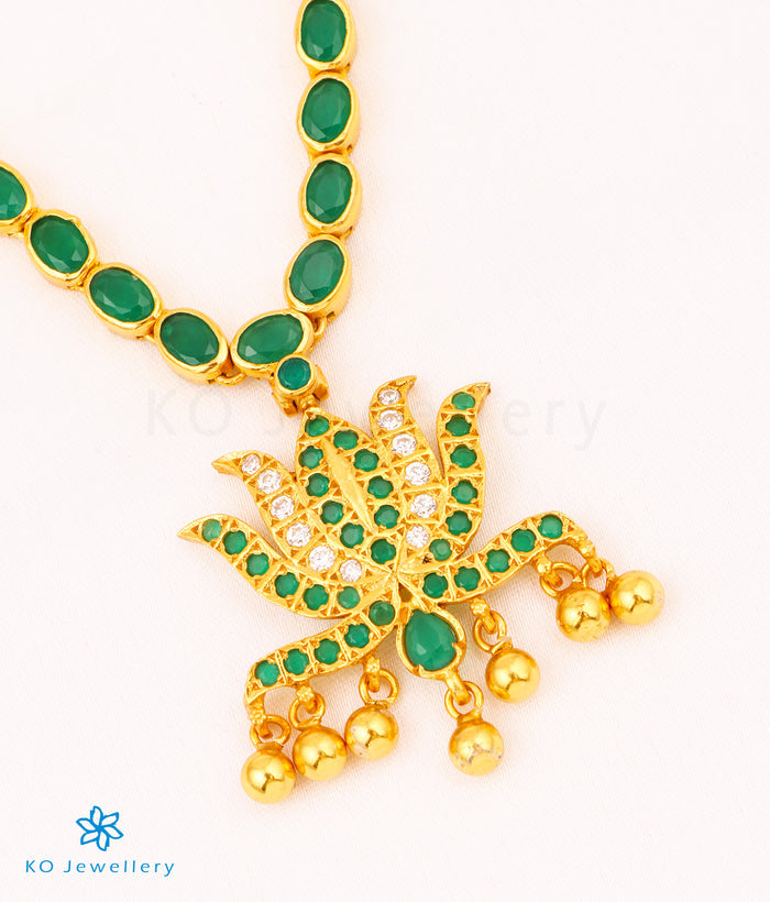 The Abja Silver Kempu Necklace (Green)