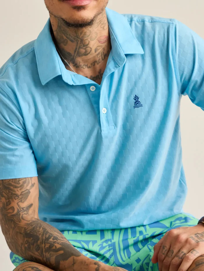 The Afternoon Blue (Textured Performance Polo) - Image 1 - Chubbies Shorts